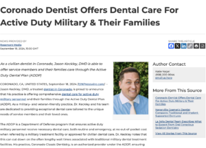 Coronado Dentist Offers Dental Care For Active Duty Military & Their Families